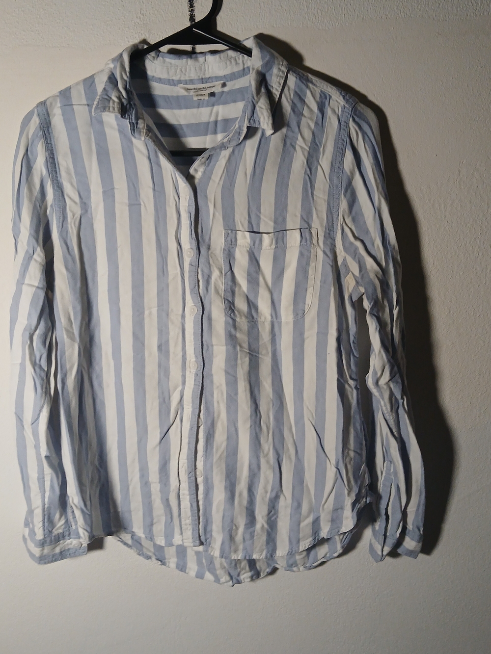 beachlunchlounge Blue and White Striped Lightweight Button-Up Shirt